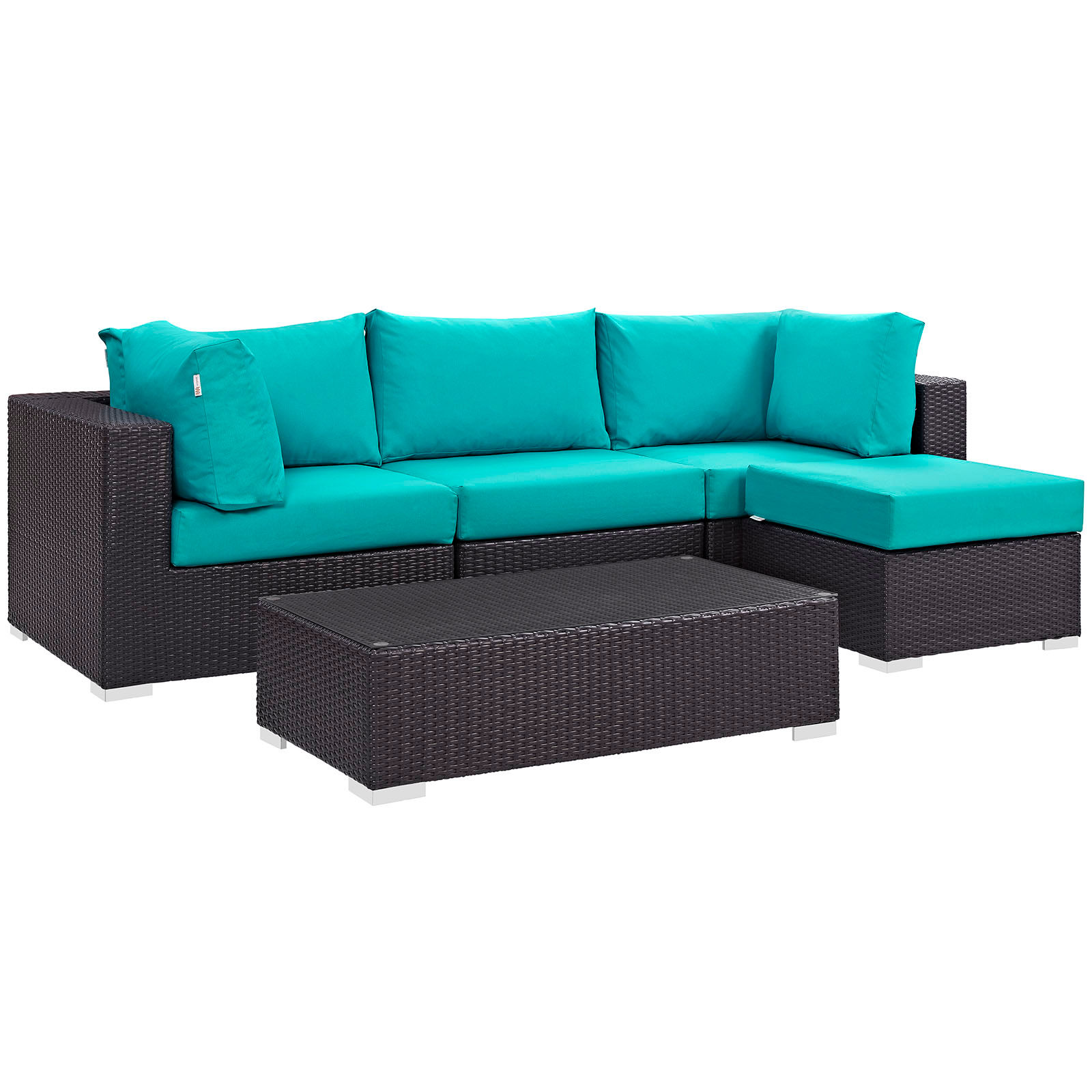 Convene 5 Piece Outdoor Patio Sectional Set EEI-2172-EXP-TRQ-SET