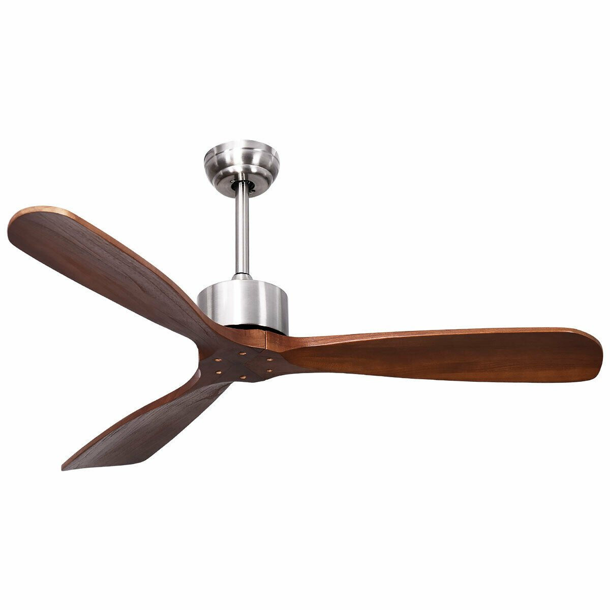 52" Modern Brushed Nickel Finish Ceiling Fan with Remote Control