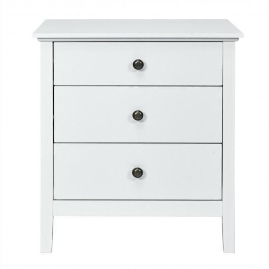 Thumbnail: Nightstand Beside End Side Table Organizer with 3 Drawers-White