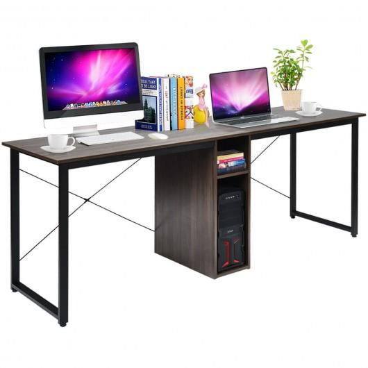 Thumbnail: 2 Person Computer Desk with Cabinet and X-Shaped Frame