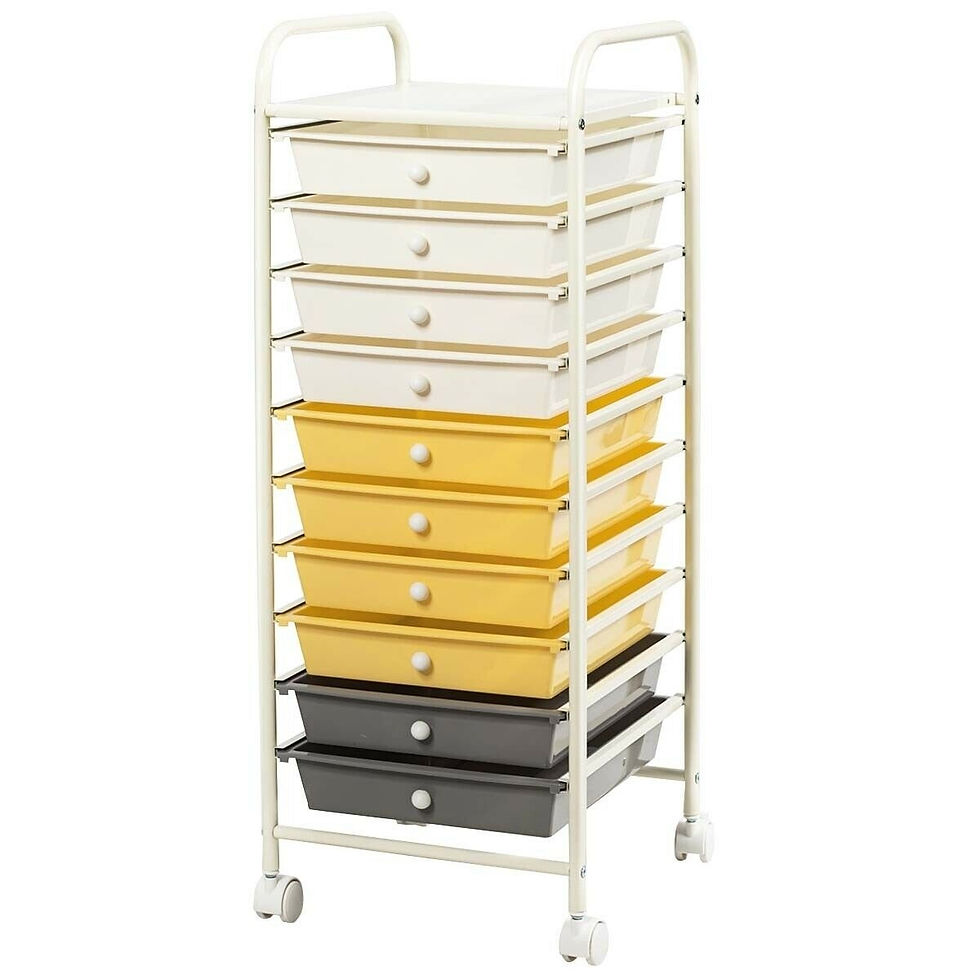 Thumbnail: 10 Drawer Rolling Storage Cart Organizer-Yellow
