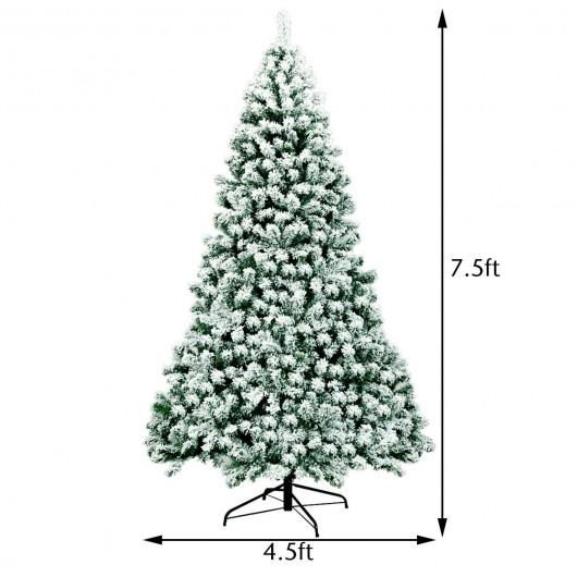 Thumbnail: 7.5 ft Pre-Lit Premium Snow Flocked Hinged Artificial Christmas Tree 550 Lights
