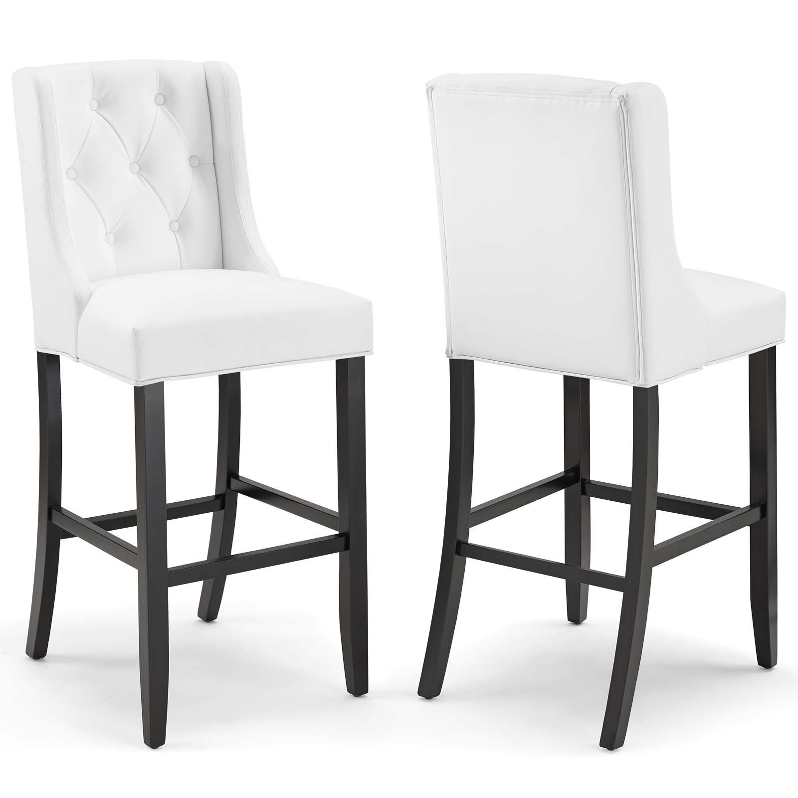 Baronet Bar Stool Faux Leather Set Of 2 EEI-4023-WHI By