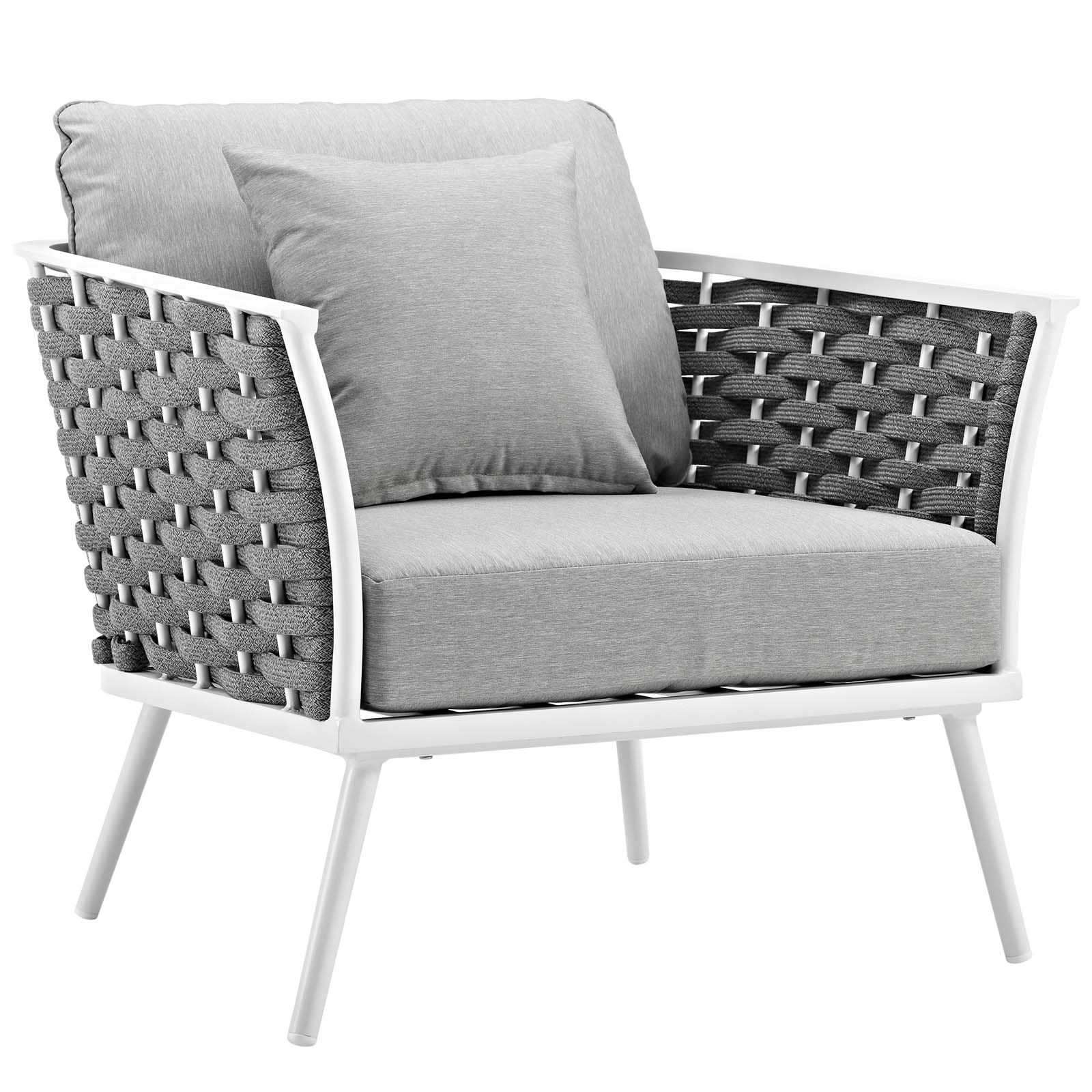 Stance Outdoor Patio Aluminum Armchair EEI-3054-WHI-GRY