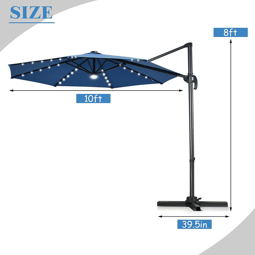 Thumbnail: 10 Ft Patio Offset Cantilever Umbrella with Solar Lights-Blue