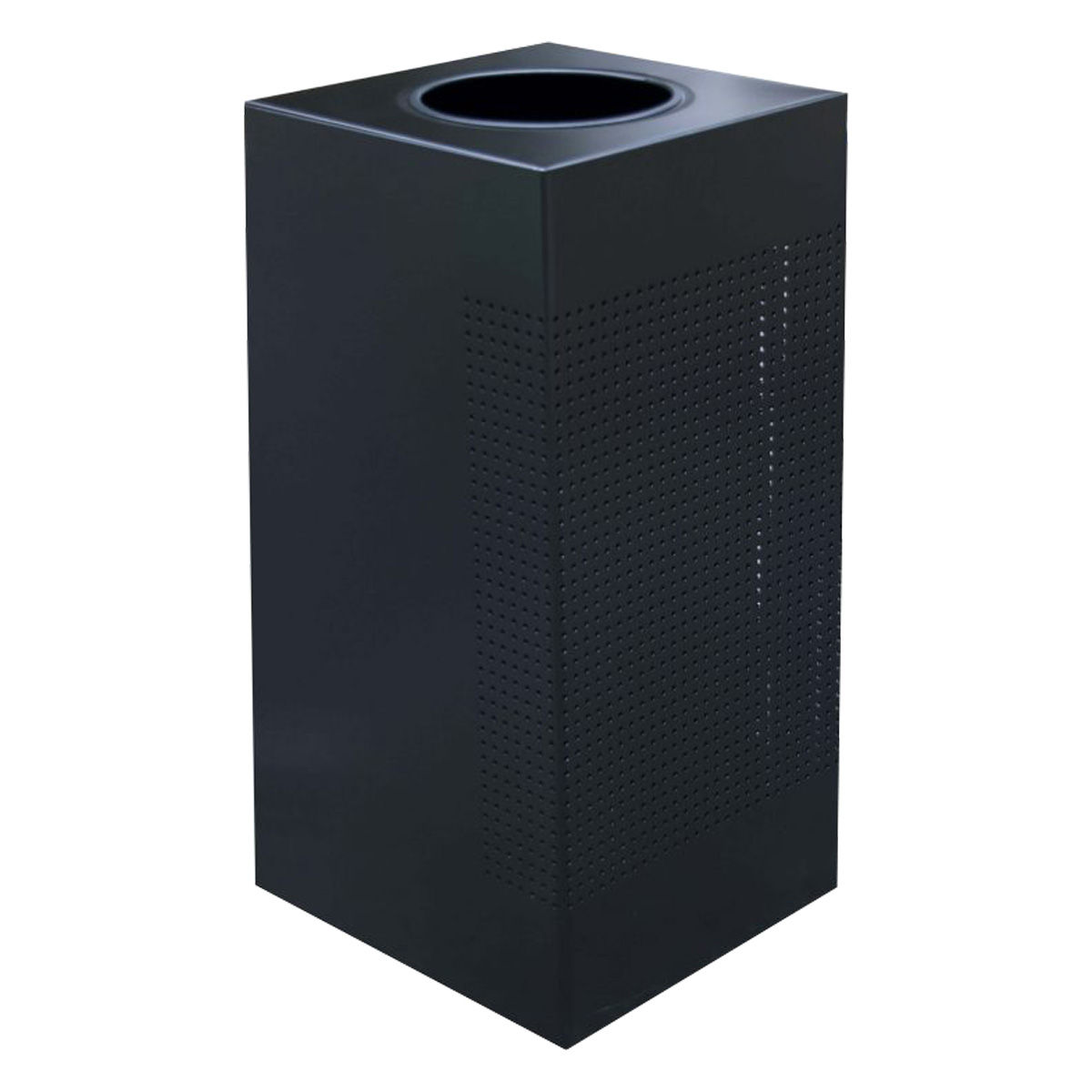 Contenedor cubo punzonado para basura en acero negro, 111lt.