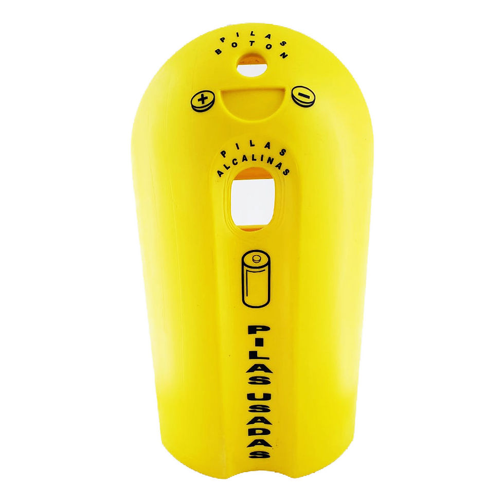 contenedor, pilas usadas, bote, color amarillo, baterías usadas