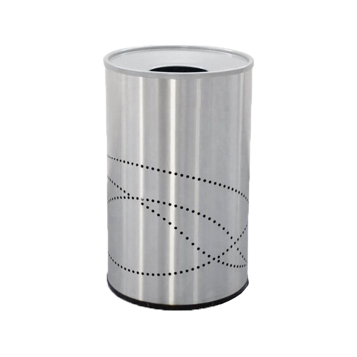 Contenedor jumbo cilindrico para basura, acero inoxidable, tapa cónica 150 lt.