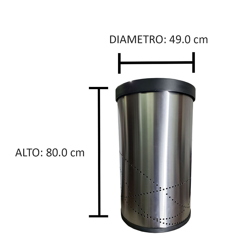 Contenedor cilindrico  JUMBO para basura en acero inoxidable, con tapa tipo aro, 150 lt