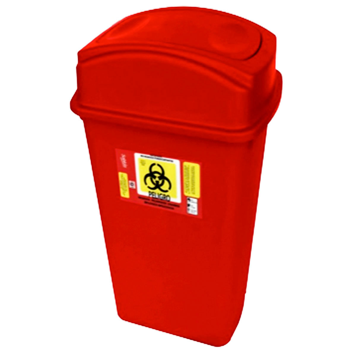 Bote para RPBI, color rojo, tapa balancin lateral