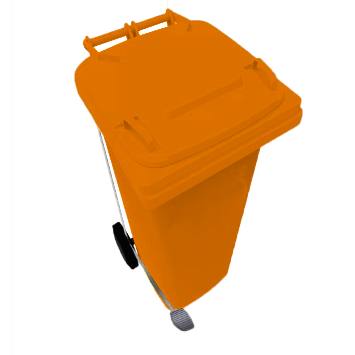 bote grande para desechos industriales color naranja con pedal