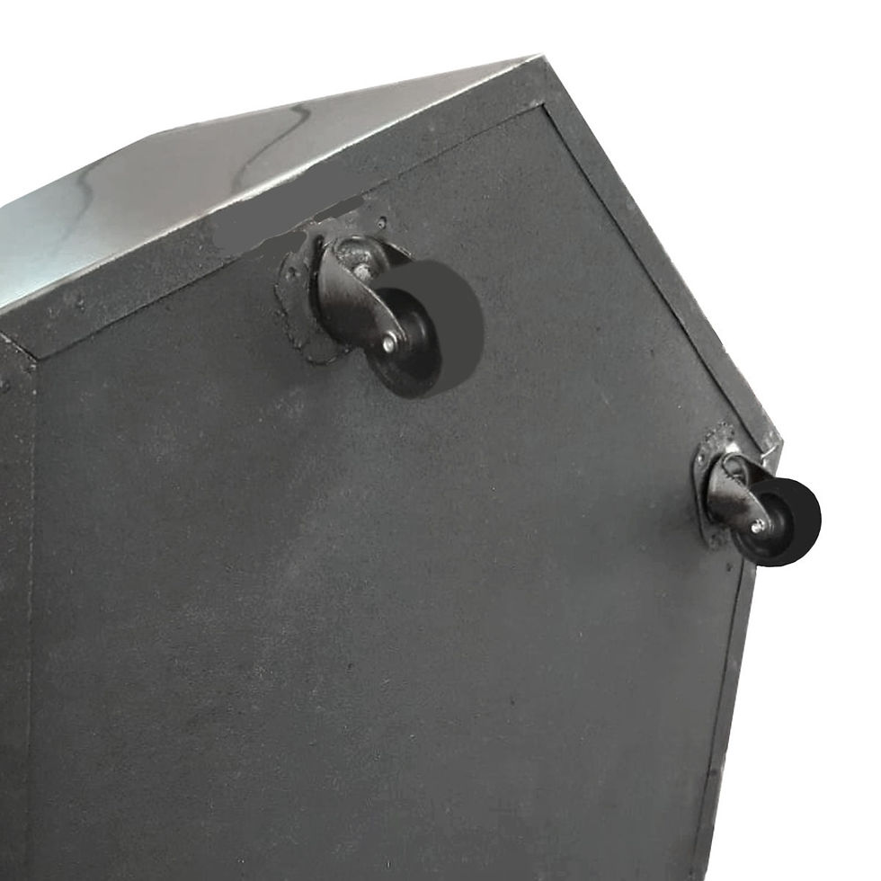 Miniatura: Maceta grande hexagonal de acero inoxidable, con ruedas