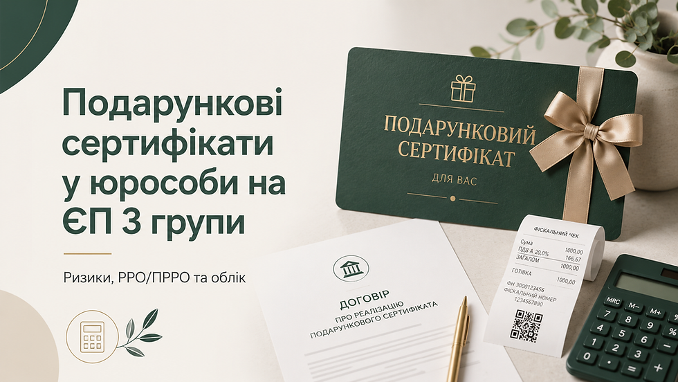 Подарункові сертифікати у юридичної особи на єдиному податку 3 групи: податкові ризики, РРО/ПРРО та бухгалтерський облік.