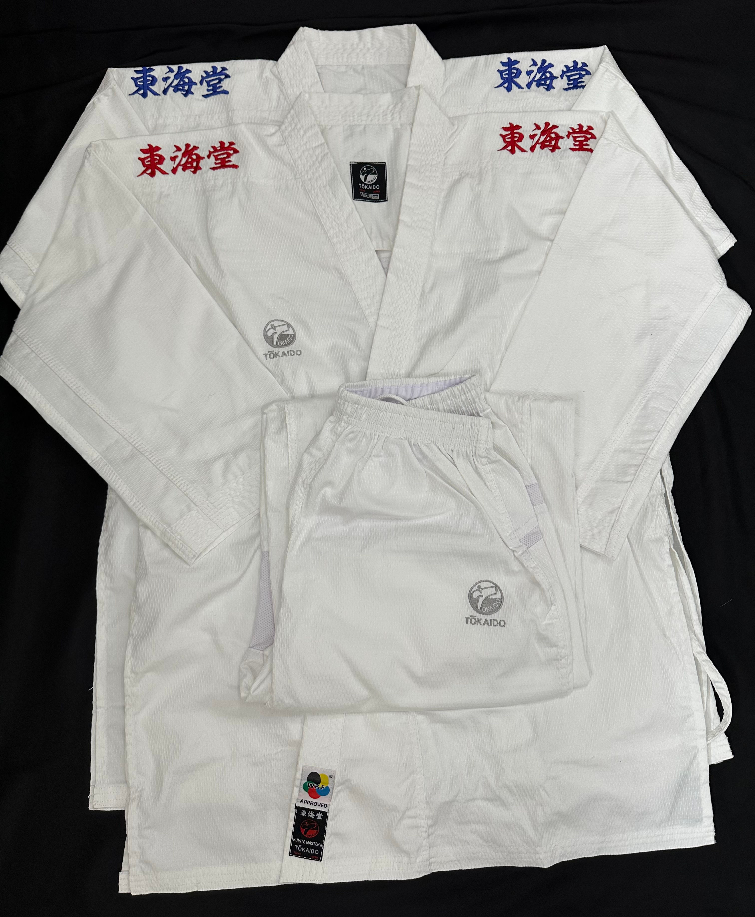 Tokaido Kumite Master Mesh Embroidered-2Jackets +1 Pants-(Kanji or English)- WKF