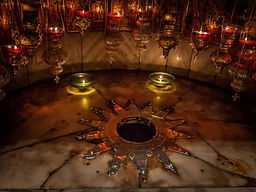 The 14-pointed star at the place Jesus Christ was born in Bethlehem, Palestine