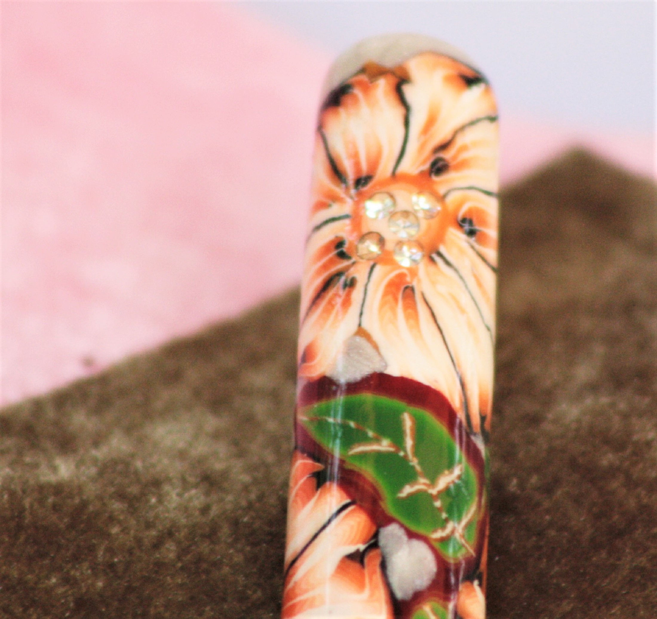 Therapeutic Orange Flower Sparkles Resin Pen
