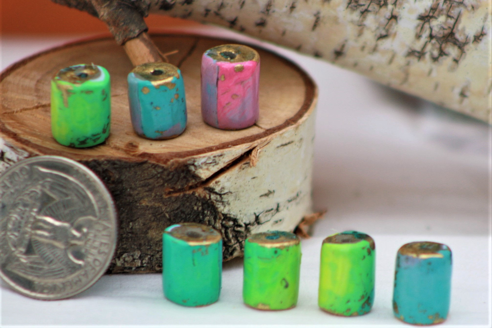 Pastel Washed Like Color Beads Gold Leaf