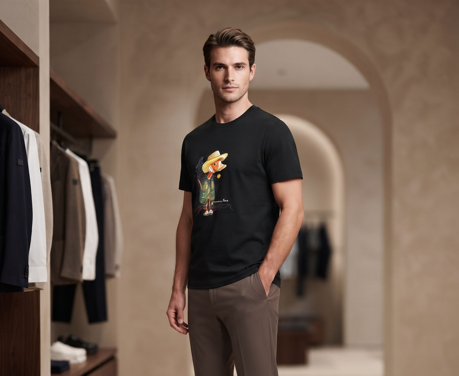 Lufian Duck 0 Yaka Siyah Tshirt