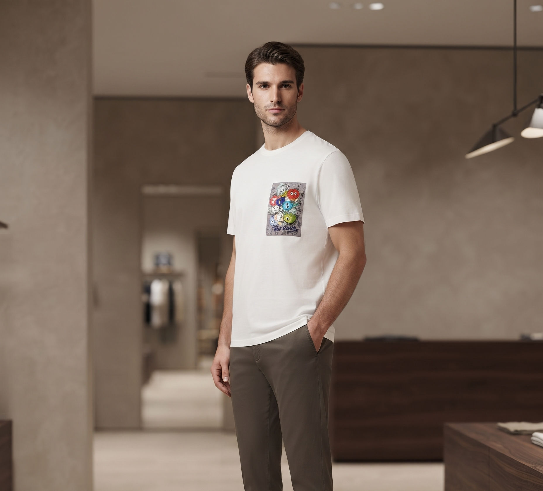 Lufian Charlıe 0 Yaka Beyaz T-shirt