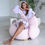 Thumbnail: 100% Mulberry Silk Robe with Marabou Feathers + Matching Headband in Lavender