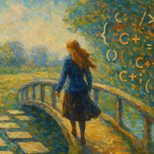 Woman Crossing Bridge