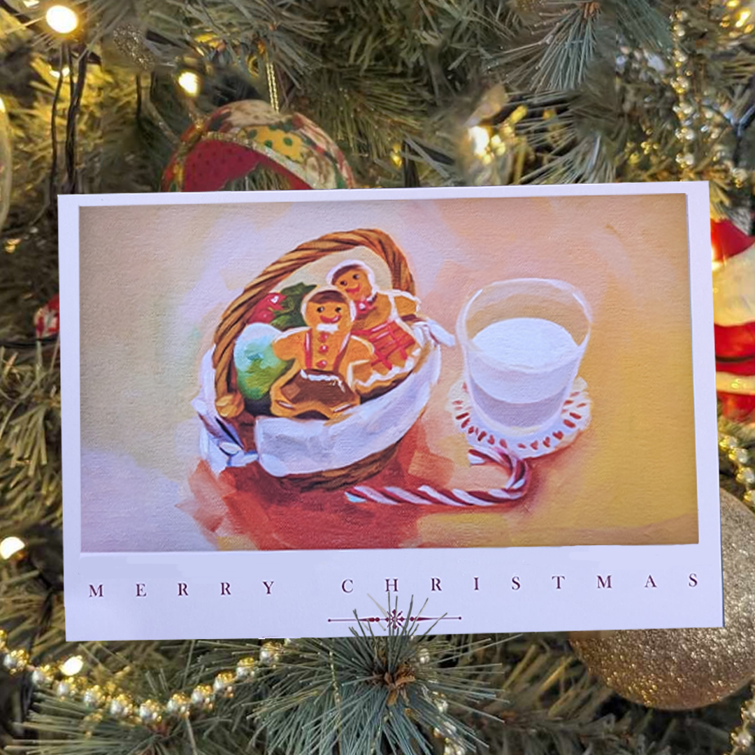 Fine Art Christmas Card: Gingerbread Family
