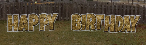23" Gold "Happy Birthday" Lawn Letters / 1 Available