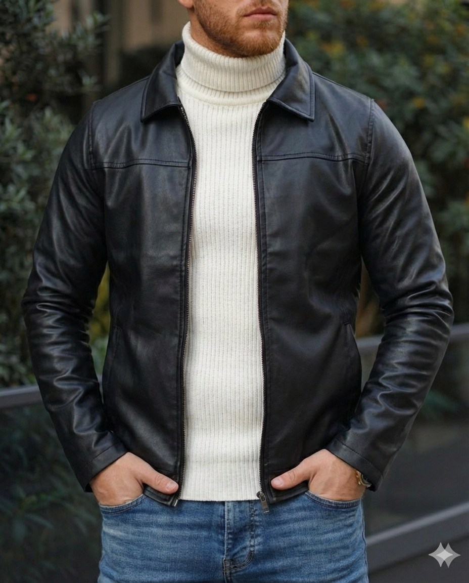 Thumbnail: Slim Fit Leather Jacket