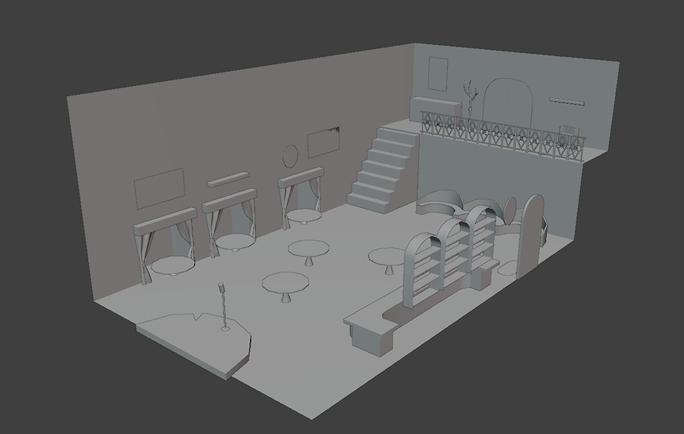 Carlos has been blocking out the new speakeasy layout.