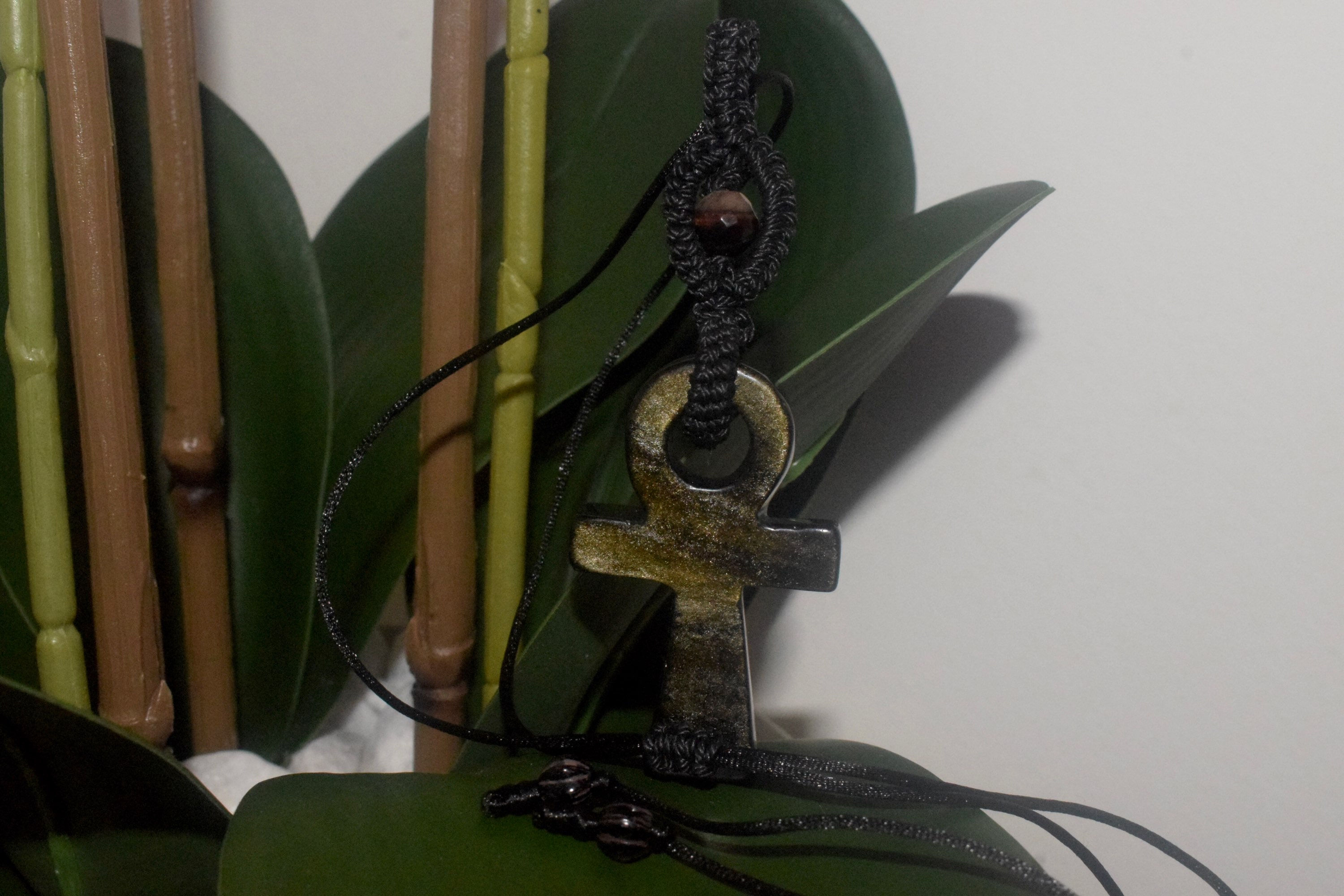 Gold Sheen Obsidian Ankh