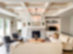Living Room with Coffered Ceiling in LeClaire, IA