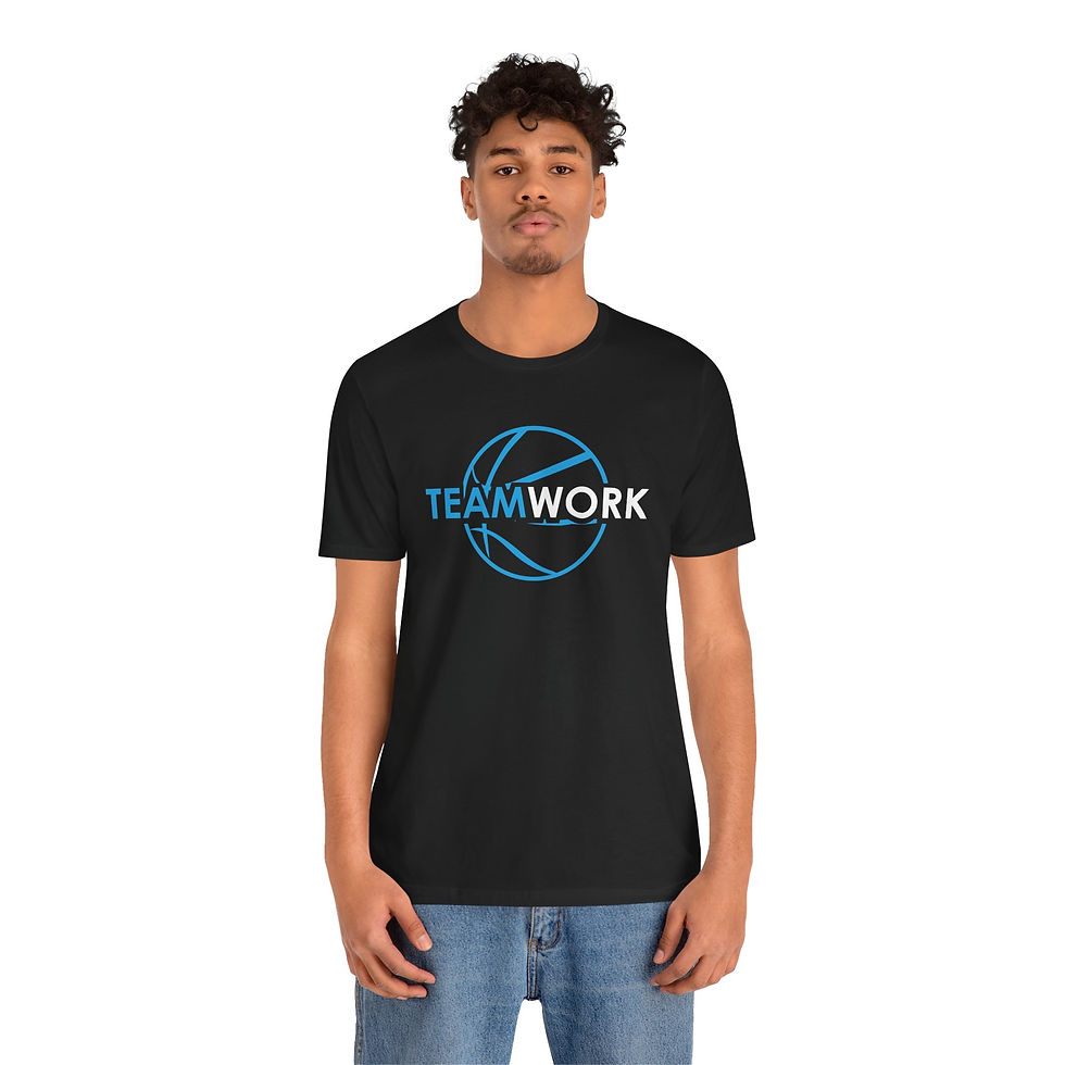 Teamwork (Process Blue Outline) - Unisex Jersey Short Sleeve Tee