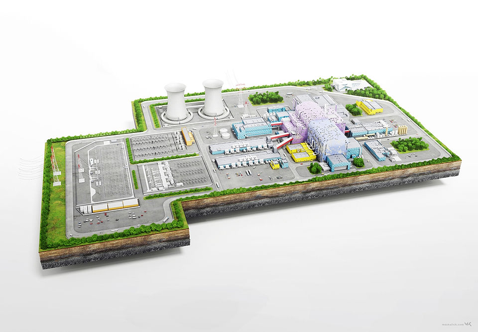 3D Cutaway Illustration and 3D Technical Visualization for F4E of a Demo Fusion Reactor Worksite by Max Kulich