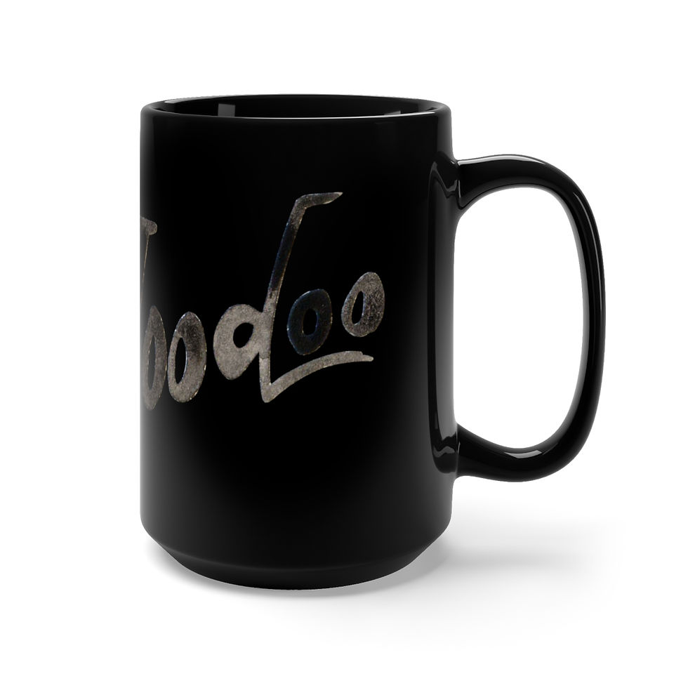 Miniature : Grande tasse noire 15oz avec design de Voodoo le chat zombie