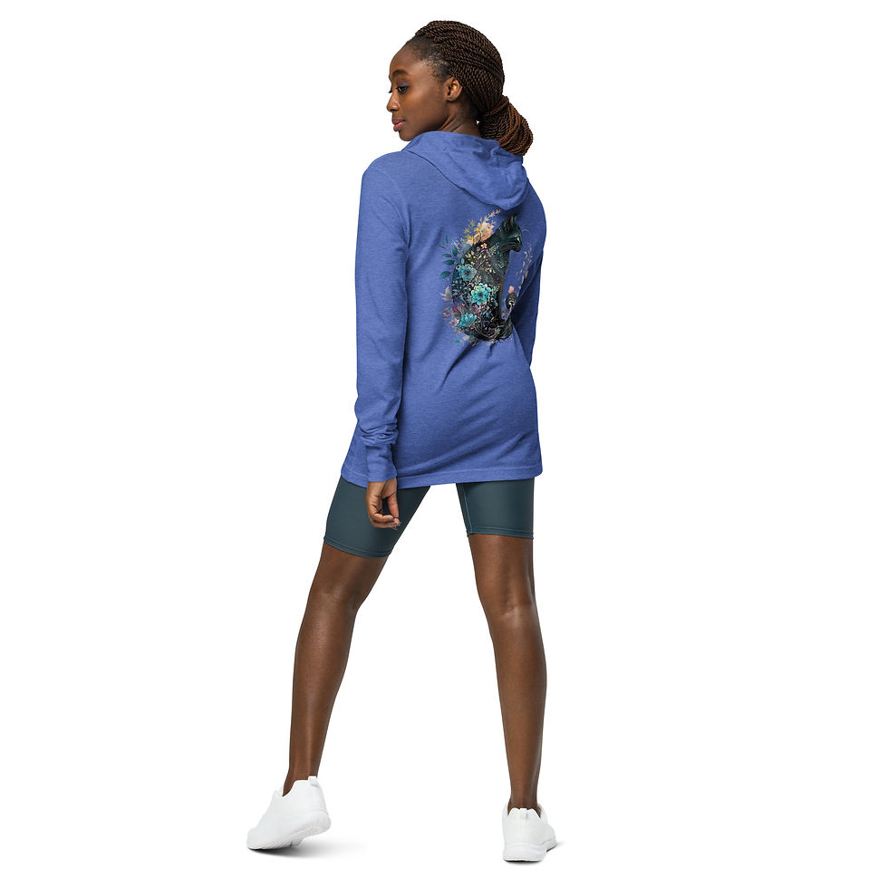 Miniature : T-shirt unisexe à capuche et manches longues avec chat mystique dans le dos