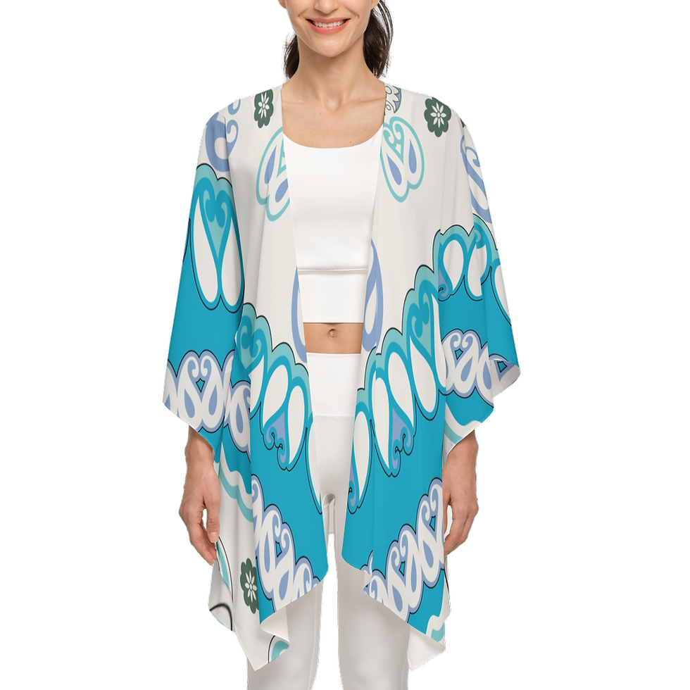 Miniature : Châle blanc et turquoise style BOHO amérindien