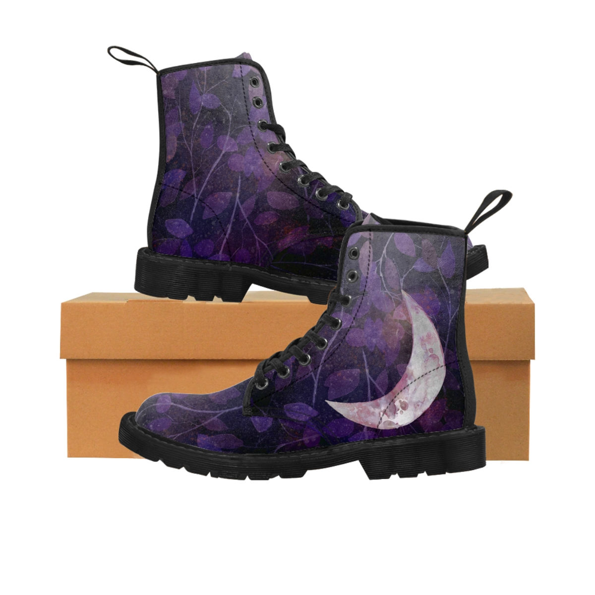 Bottes unisexe avec lune Witchy violette