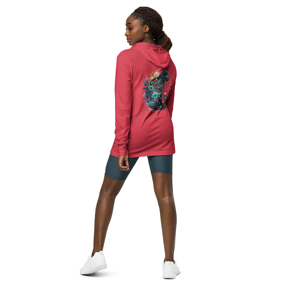 Miniature : T-shirt unisexe à capuche et manches longues avec chat mystique dans le dos