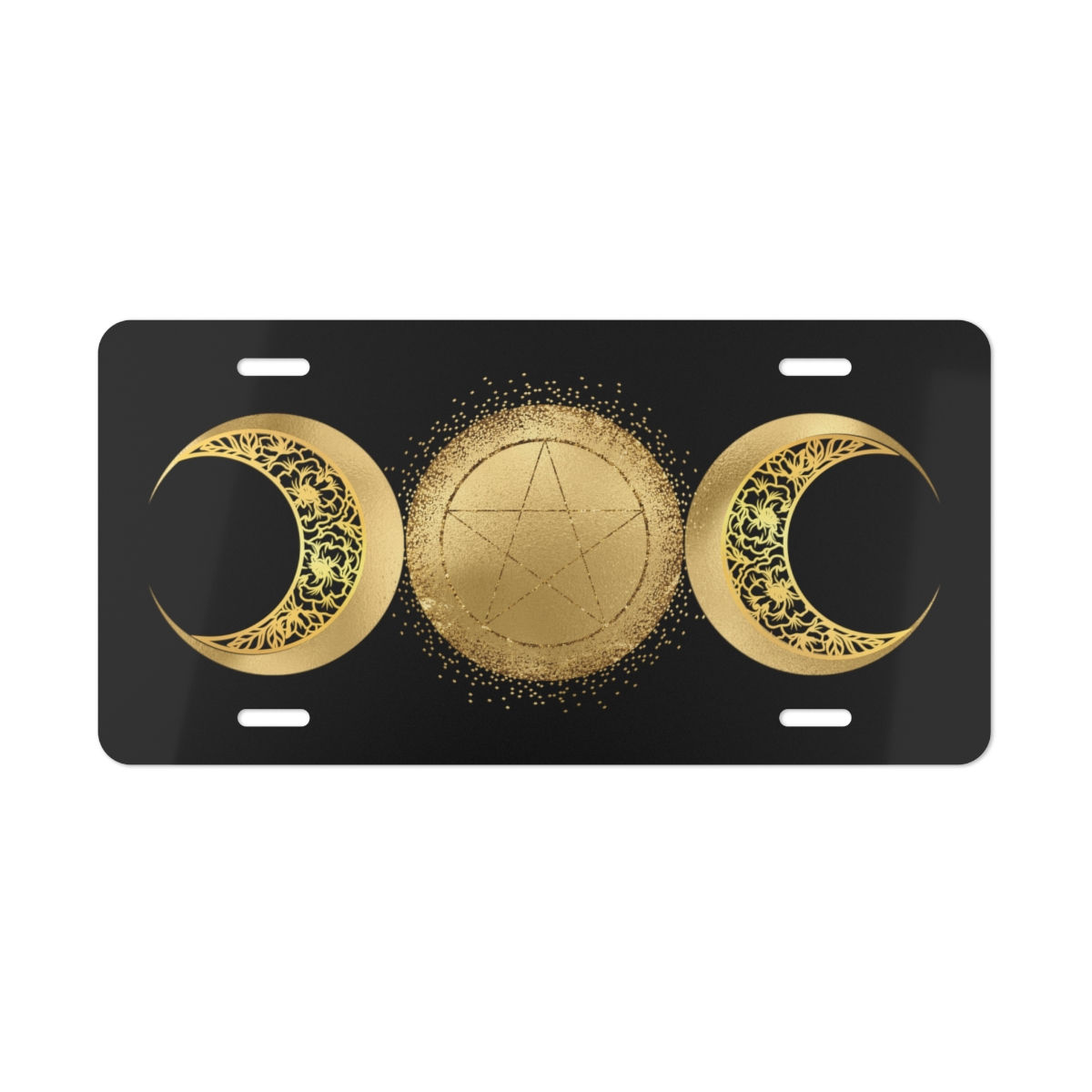 Plaque immatriculation pour voiture personnalisée triple lunes et pentacle