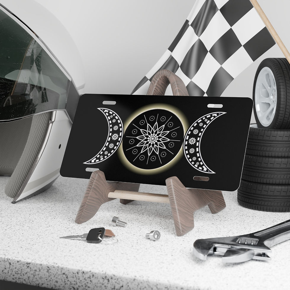 Miniature : Plaque décorative pour voiture personnalisée avec triple lunes BOHO