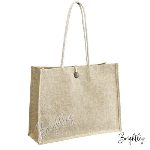 HESSIAN TOTE BAG LARGE BUTTON Brightley
