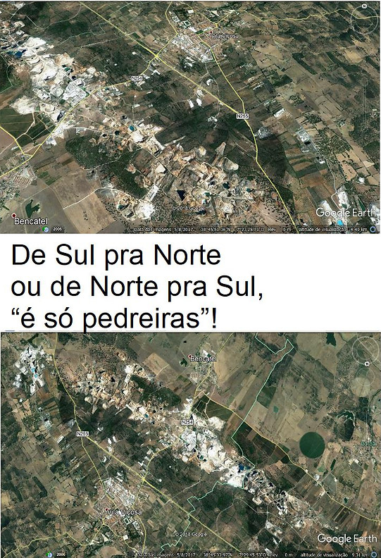 Vila Viçosa: Pedreiras e moledos a Sudoeste e Poente.
