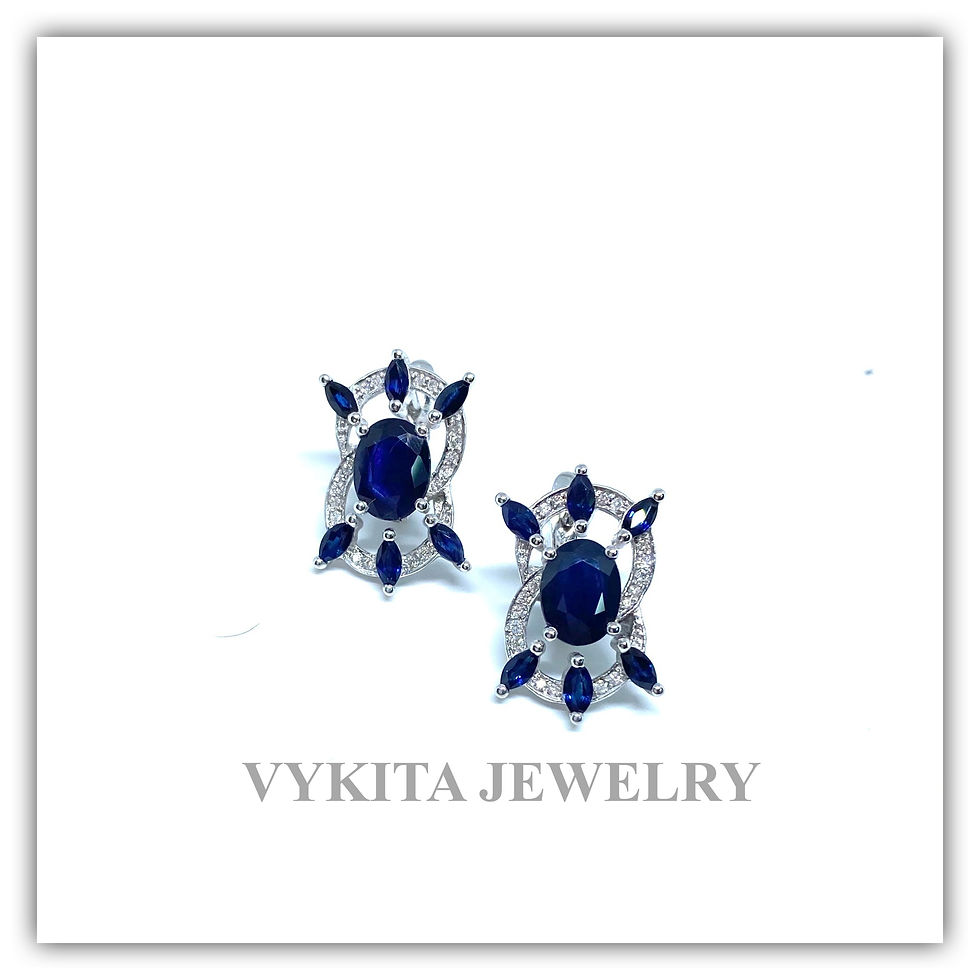 Thumbnail: 18K Sapphire Diamond Earrings