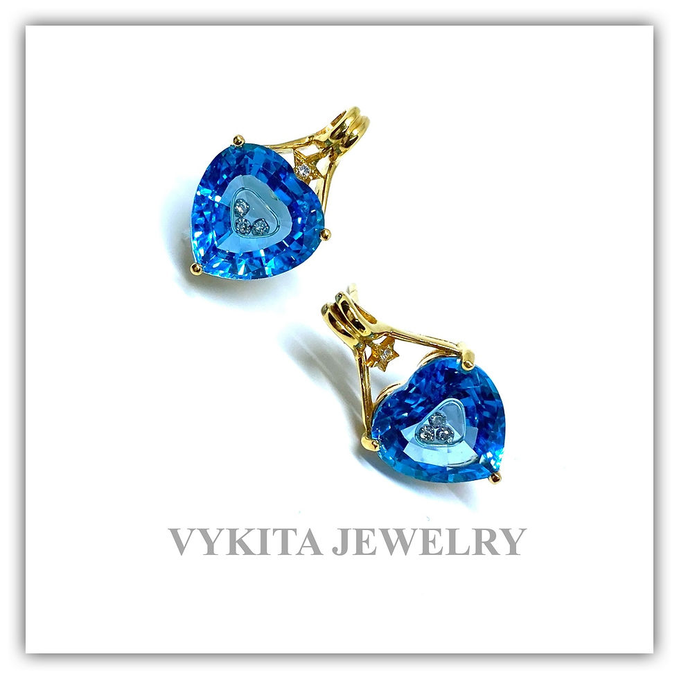 Thumbnail: 18K Topaz Diamond Earrings