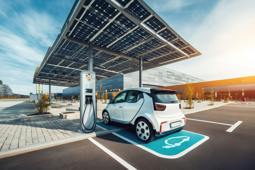 Das Bild zeigt ein E-Fahrzeug, das unter einem modernen Solarcarport von SKYWORKER parkt. Das Fahrzeug ist an eine Ladeinfrastruktur von SKYWORKER angeschlossen und wird mit sauberer, nachhaltiger Energie aufgeladen. Das Zusammenspiel von innovativem Design und umweltfreundlicher Technologie unterstreicht das Engagement von SKYWORKER für eine grüne Zukunft.