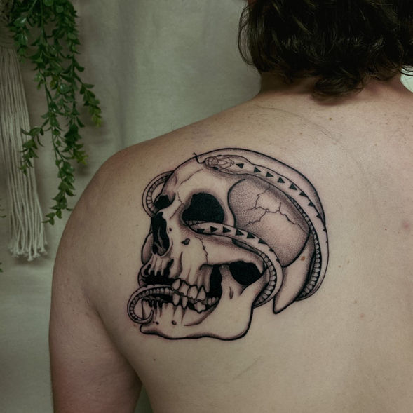 Snake Skull tattoo ontario