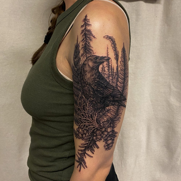 Raven Fern Tattoo Ontario