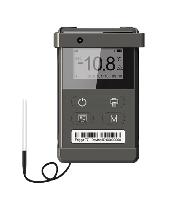 Termohigrometro de la marca Frigga T7H, enfocado en temperatura y humedad - Global Sensors