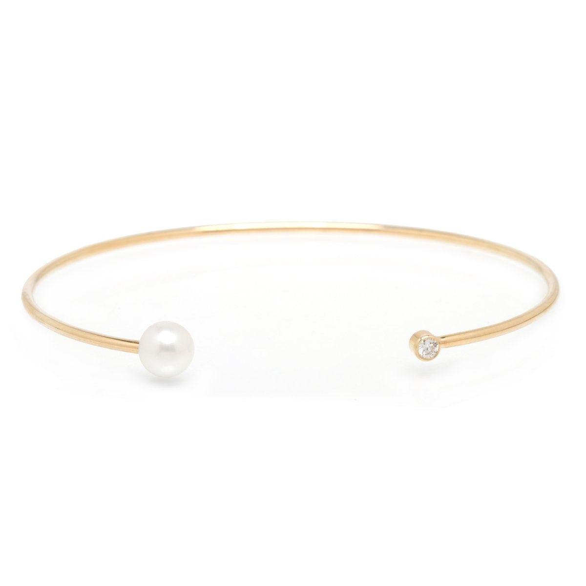 ZOE CHICCO 14K Diamond And Pearl Open Cuff