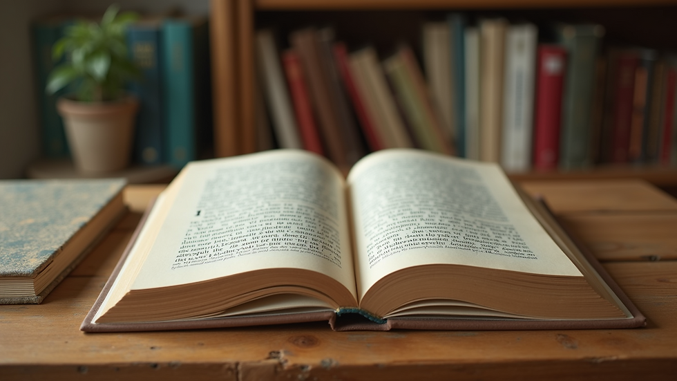 Close-up of a colorful storybook open on a wooden table